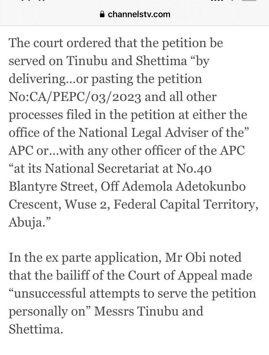 Here you go. I think by the end of this case, a number of us would have become “ex parte lawyers” 😅We learn everyday. @valerian247 

#NigeriaDecide2023 #NigeriaElections2023