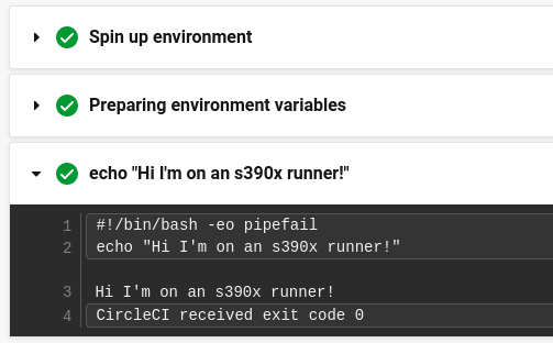 pleia2's tweet image. But the runner-test is very boring, it's just to confirm that everything is connected and the result is just an echo statement. I'm not testing my code.

Check out the docs here: circleci.com/docs/runner-in… #s390x #LinuxONE #zSystems