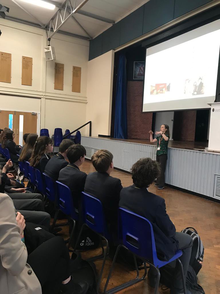 SRAEnglishDept's tweet photo. Today we were very lucky to be joined by local writer &amp; journalist Deborah Heath who spoke to year 9 about a portfolio career in writing including writing for stage and radio, reviews, journalism &amp; how to come up with creative ideas. Some brilliant food for thought! @SRA_StAlbans https://t.co/gEhtfl9ZPA