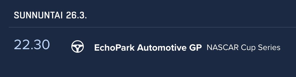 Kimi palaa radalle NASCAR Cup Seriesin EchoPark GP:ssä. Lähetys #VeikkausTV:ssä käynnistyy klo 22:30. 

Pelikohteisiin pääset tästä: bit.ly/3ZcjWBw

#NASCAR #Veikkaus #Live