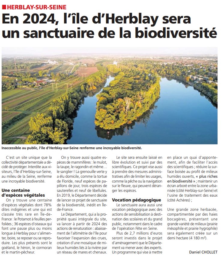Groupe_UVO's tweet photo. [#BIODIVERSITÉ] 🦋
✅ La Gazette du #ValdOise et le Magazine @valdoise reviennent sur notre projet de création du premier sanctuaire de biodiversité sur l’Île d’Herblay-sur-Seine #environnement #VendrediLecture https://t.co/aCUzICnxsT