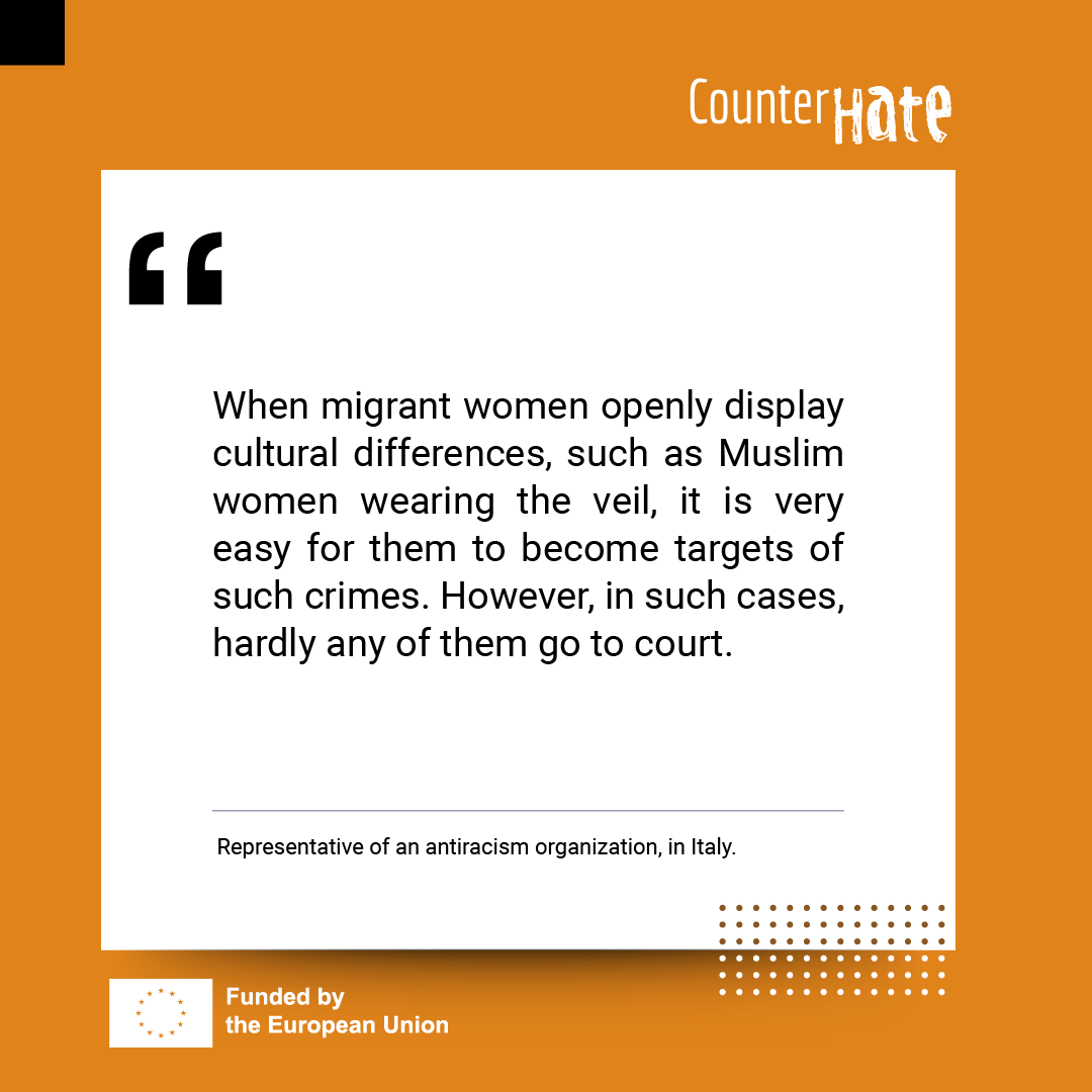 CounterHate_eu's tweet photo. 💬When survivors and experts talk...☟
A representative of an anti-racism organization in #Italy talks about discrimination against #Muslim women.
➡️Follow us for more testimonials against #hatecrimes.
#CounterHate_eu #EUprojects #justice #testimonials
@EU_Justice https://t.co/cQNJEbkU0u