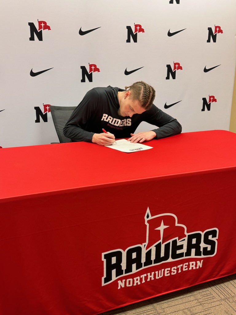 It’s official! 🔴⚪️ I want to thank coach Korver and Northwestern for giving me an opportunity to play for their program. I’m very thankful for the relationships I have made and the time spent with my teammates at Truman State. Glad to be a Raider!