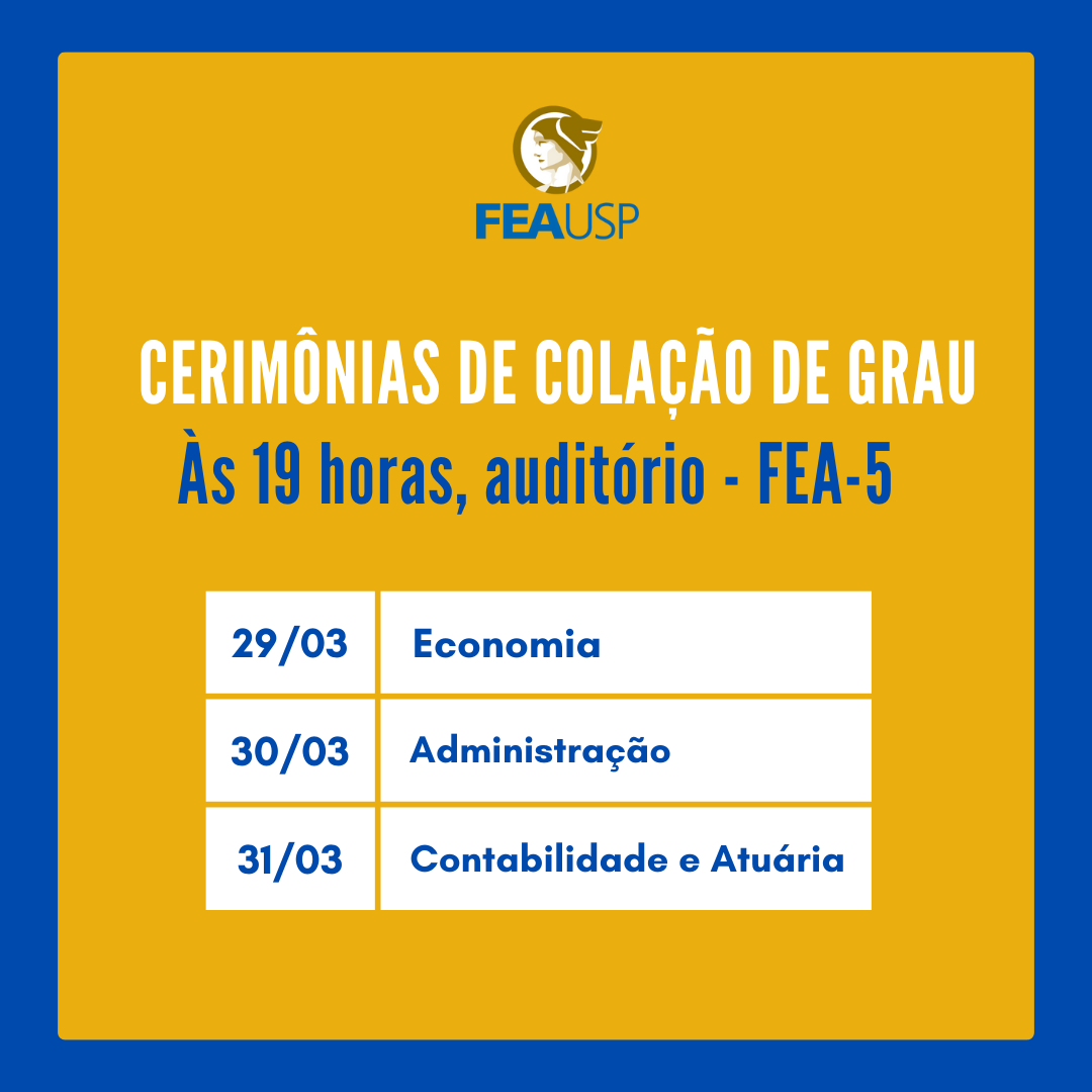 FEAUSPcomunica's tweet photo. Na próxima semana teremos a colação de grau dos nossos quatro cursos. Chegou a hora de parte dos nossos alunos se formar oficialmente. Sucesso pra todos eles. #colacaodegrau #feanos #formandosfeausp #feausp #umavezfeanosemprefeano https://t.co/WkIxVwBgVf