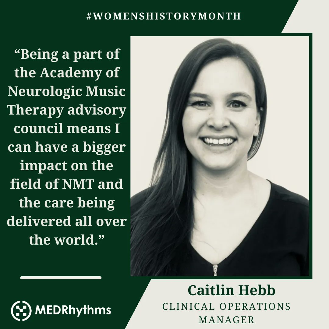 Today we are highlighting MedRhythms’ Clinical Operations Manager, Caitlin Hebb, who was selected this month by the Academy of Neurologic Music Therapy (NMT) to join their advisory board. Congrats, Caitlin! 
For more information about MedRhythms, visit buff.ly/3xYKsCW