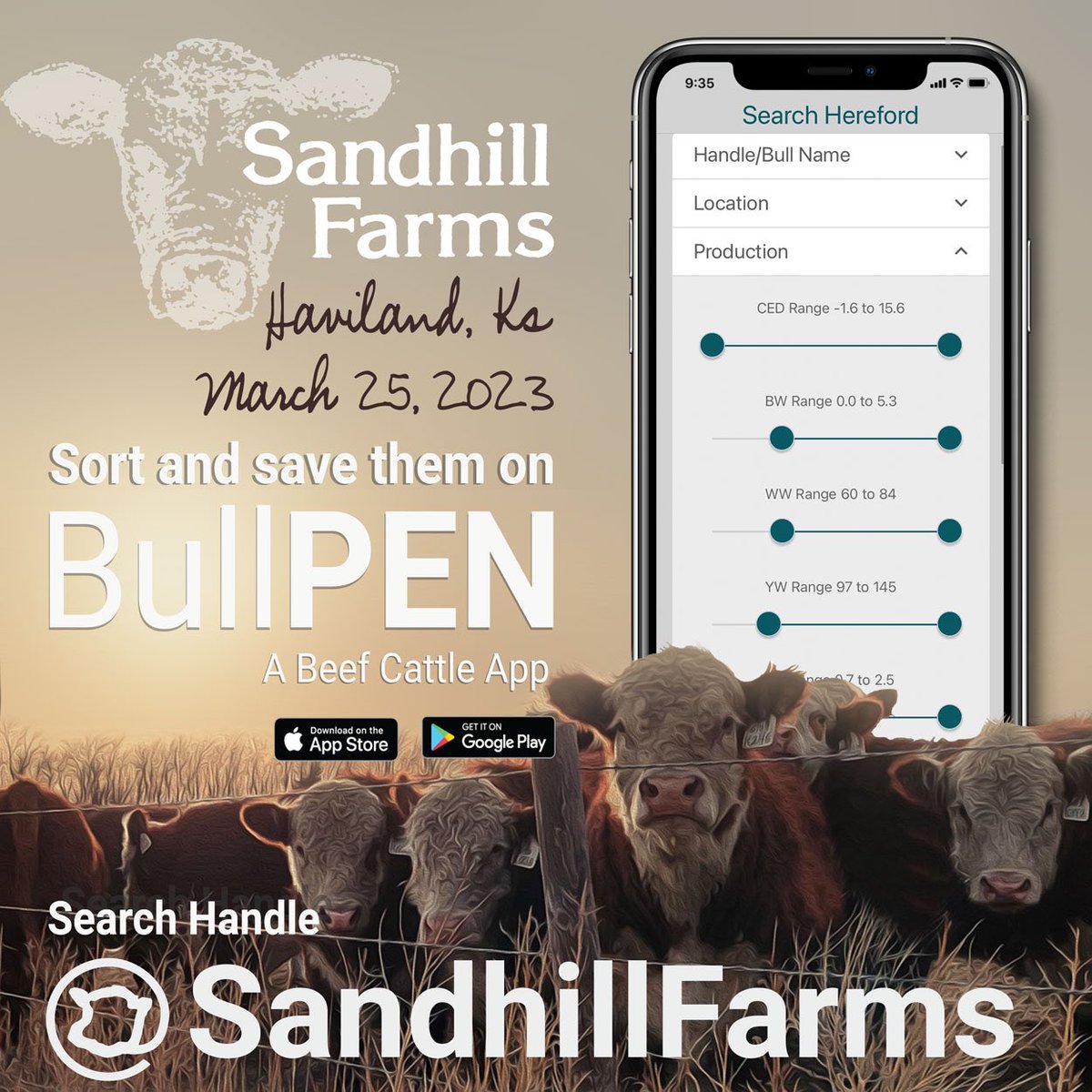 #SandhillFarms Bull Sale Tomorrow 3-25-23 in Haviland, KS 

 #bullpenhereford #comehometohereford #hereford #herefordbull #herefordcattle #agtech #bullsale