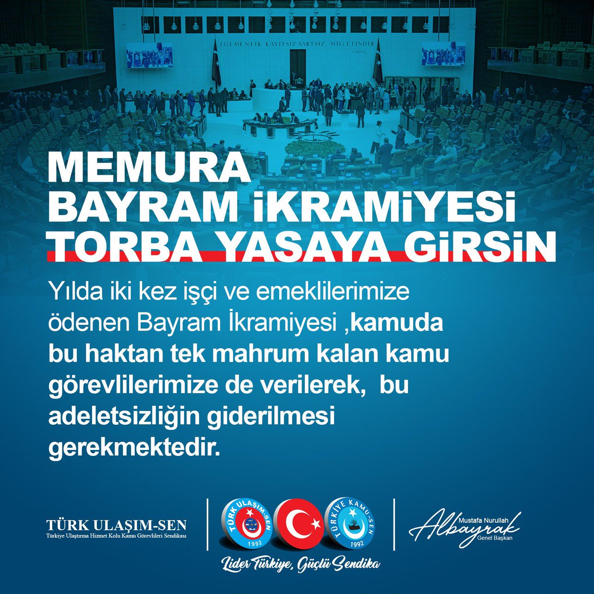 MustafaNALBAYR1's tweet photo. Memura Bayram İkramiyesi Torba Yasaya girsin. https://t.co/iFJnc6H8jy
