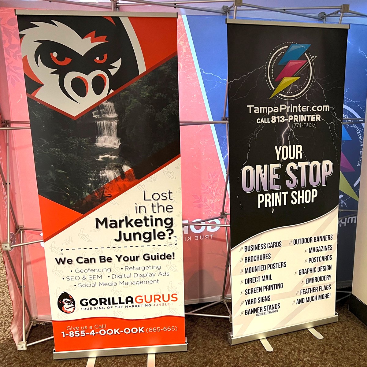 Make your business STAND out at your next expo with one of our retractable banner stands!🤩 Printed on sturdy smooth vinyl, our retractable banner stands are easy to design, set up, and pack up. Check it out in the link in our bio!
 #banners #tampa  #tampabusiness #tampaprinter
