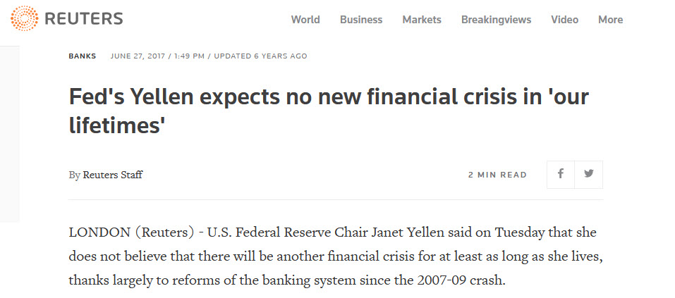 Janet Yellen is about to convene what is LITERALLY a financial crisis meeting