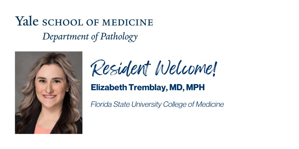 Yale Pathology (@yalepathology) on Twitter photo Please join us in welcoming our new @YalePathology resident announced on #MatchDay23. Elizabeth Tremblay, MD, MPH - <a href="/Elizabeth_EET/">Elizabeth Tremblay, MD, MPH</a> – comes from <a href="/FSUCoM/">FSU College of Medicine</a>. Dr. Tremblay is one of 10 new #pathology residents joining <a href="/YNHH/">Yale New Haven Hosp</a> and <a href="/YaleMed/">Yale School of Medicine</a> bit.ly/3lqdcSy Please join us in welcoming our new @YalePathology resident announced on #MatchDay23. Elizabeth Tremblay, MD, MPH - <a href="/Elizabeth_EET/">Elizabeth Tremblay, MD, MPH</a> – comes from <a href="/FSUCoM/">FSU College of Medicine</a>. Dr. Tremblay is one of 10 new #pathology residents joining <a href="/YNHH/">Yale New Haven Hosp</a> and <a href="/YaleMed/">Yale School of Medicine</a> bit.ly/3lqdcSy