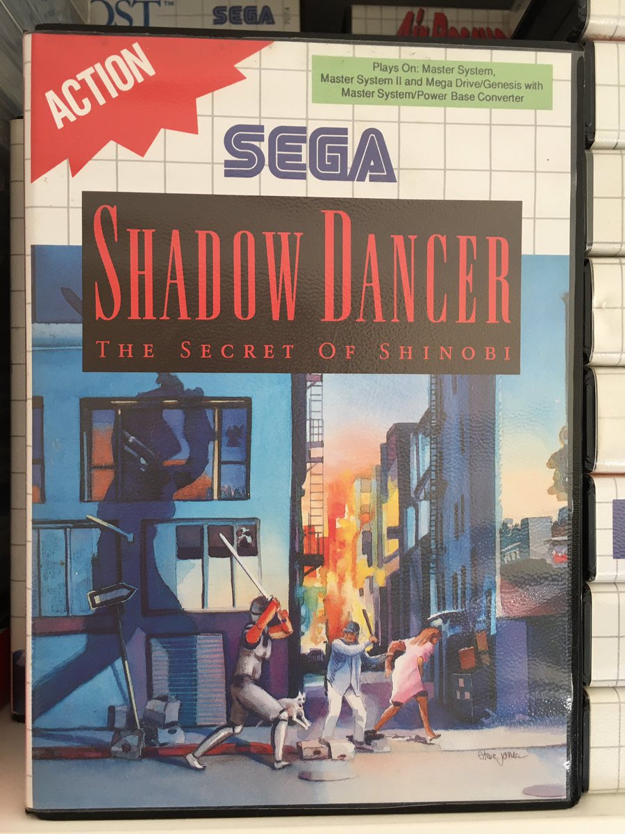 theGamesMush's tweet photo. Latest pick-up for the #Sega Master System – Shadow Dancer - The Secret of Shinobi. 
(I think the secret is right there… that massive white dog. Not really a secret). 
#segaMasterSystem #SMS #ninjaCollection #shinobi https://t.co/IUQJhIqhEt