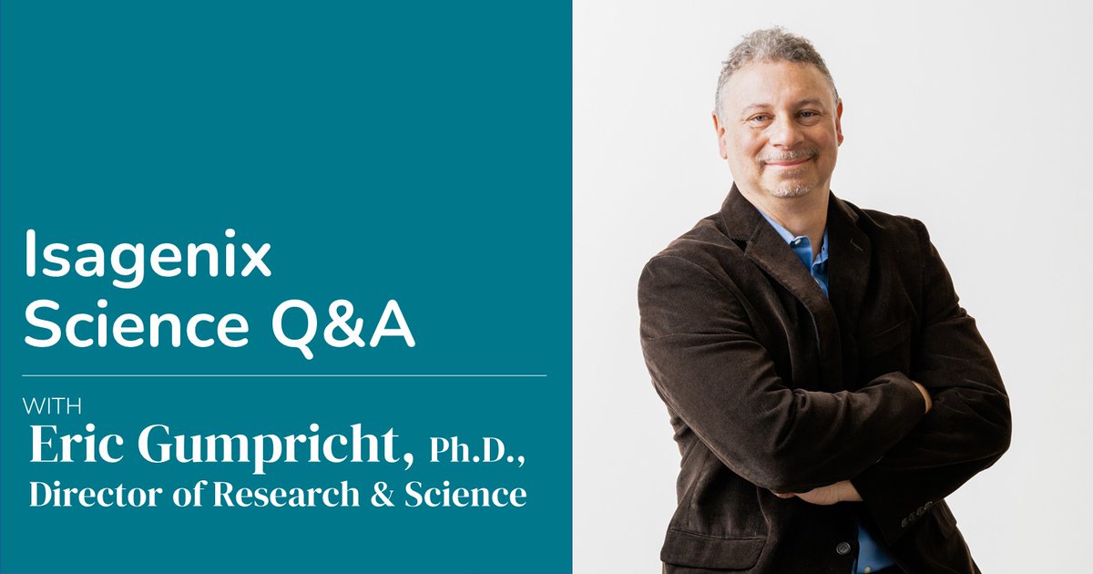 isagenixhealth's tweet photo. Director of Research and Science Dr. Eric Gumpricht answers your questions about all things science, from why we invest in scientific research to how studies are designed and more! https://t.co/S1RntRIxMv https://t.co/95jlPiimOL