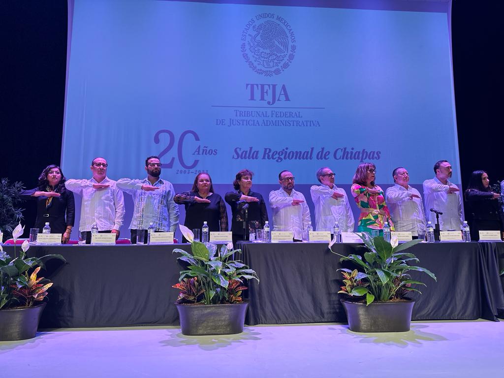 TFJAMexico's tweet photo. El magistrado presidente Guillermo Valls Esponda, participa en la ceremonia del 20 Aniversario de la Sala Regional de Chiapas y Auxiliar del #TFJA https://t.co/d1dha2wFL7