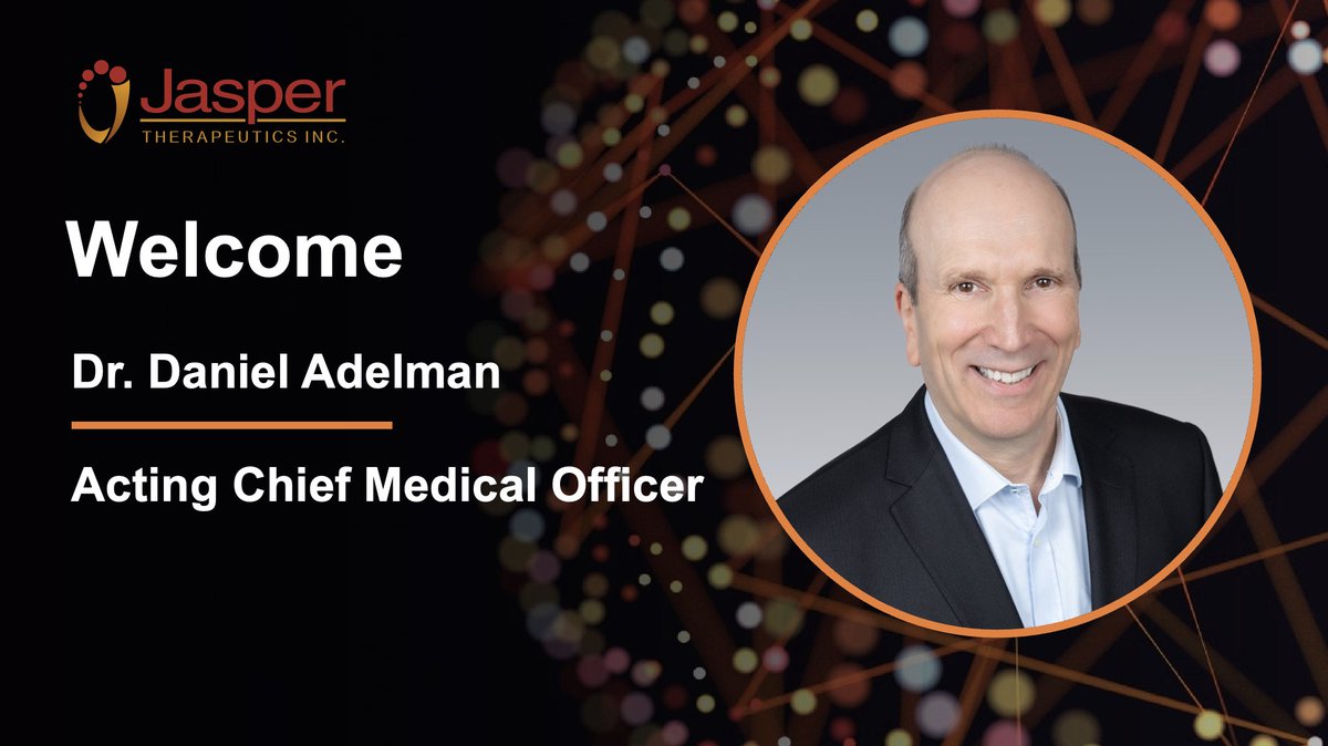 JasperBio's tweet photo. We’re thrilled to welcome Dr. Daniel Adelman as our new Acting Chief Medical Officer! His extensive experience in clinical development of novel therapies for #immunologic diseases will be vital to our team. Read more: https://t.co/9YX1jAXZh4 https://t.co/ureFA0lS45