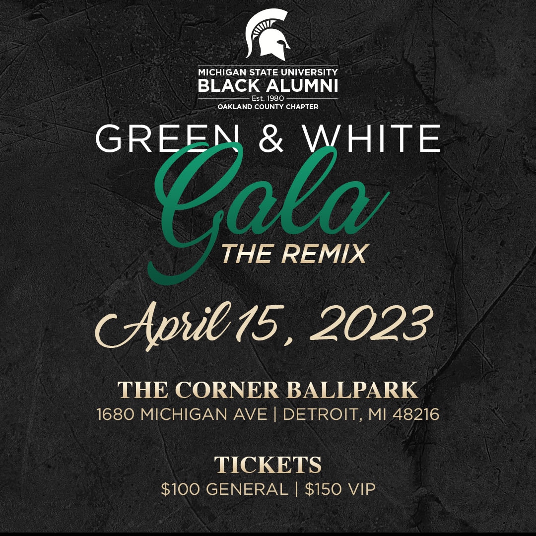 MSUBA_Lansing's tweet photo. Spartans be sure to join MSUBA Oakland Chapter in the Green &amp; White Gala!  Great caterers, open bar, live band, and its a celebration.  
Jeanette Patterson, MSUBA Lansing Chapter President 

Here is the link to purchase tickets: https://t.co/lJkHcqwcWu

Ticket sales end next wk https://t.co/JUxGdou7tF