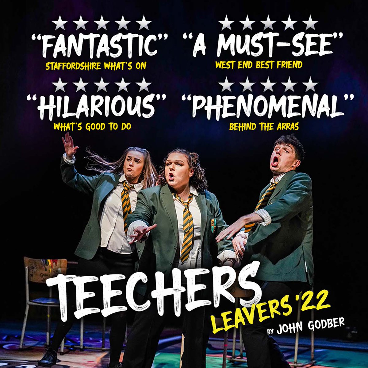 Blackeyedtheatr's tweet photo. School's out! Grab yourself a ticket for TEECHERS LEAVERS '22 with dates across the country until the end of May! Check it out at:
https://t.co/SjaHZqnQbq
#Teechers #Teechersleavers22 #Johngodber https://t.co/6HeWQVS83Z