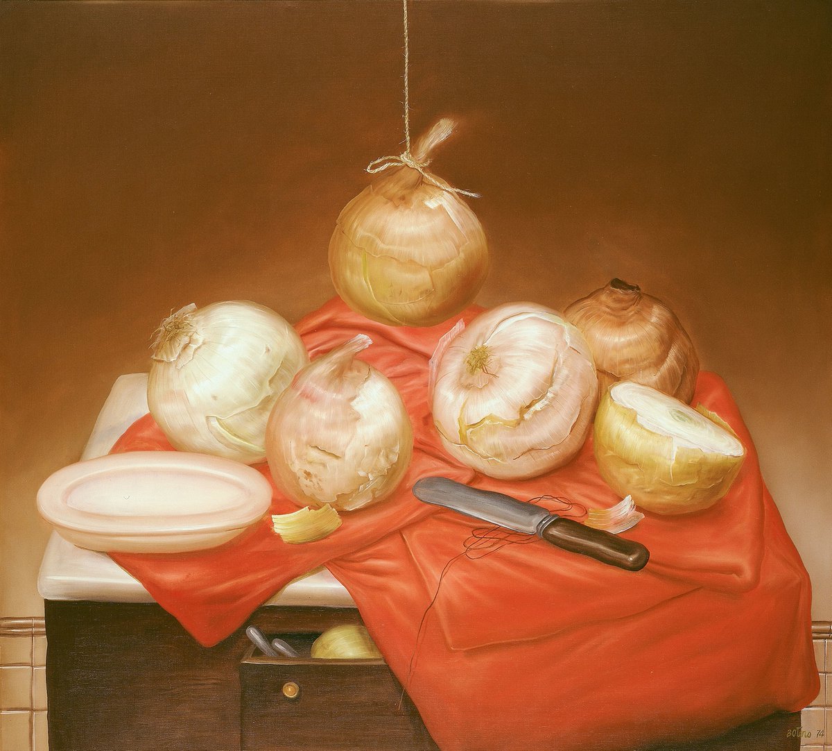 Fernando Botero, Still Life with Onions, 1974 #fernandobotero #artinstituteofchicago artic.edu/artworks/11096…