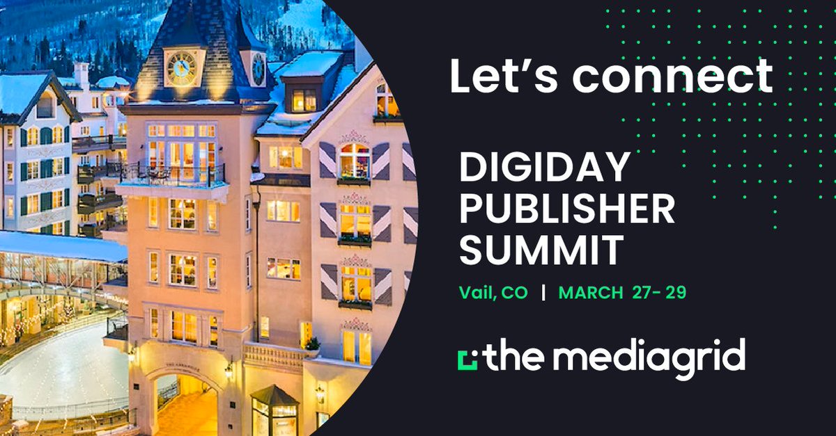 Are you attending <a href="/Digiday/">Digiday</a> Publishing Summit in Vail?  See what The MediaGrid is up to with the Criteo team during the conference &amp; book a meeting with our team! hubs.ly/Q01J43T80  #publishing
