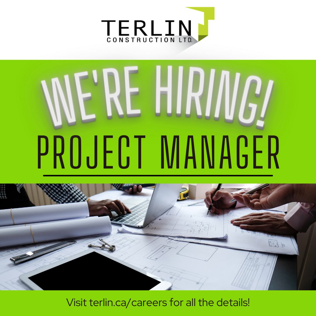 Are you a self-starter with excellent communication and organization skills, a positive attitude and vast knowledge of construction and trades? We're hiring a full-time, experienced and dynamic Project Manager to join #TeamTerlin. #ProjectManager #ConstructionCareers #NowHiring