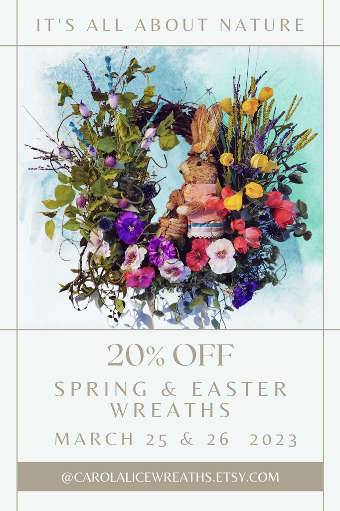 SandraEnness's tweet image. Spring Wreath Sale 20% off March 25 &amp;amp; 26 2023 US sales only. Use MARCH20 discount code. #easterwreaths #springwreaths #wreathsale #michiganmade #michiganmom #midwestliving #barndominium #farmhouseliving #countrylivingstyle