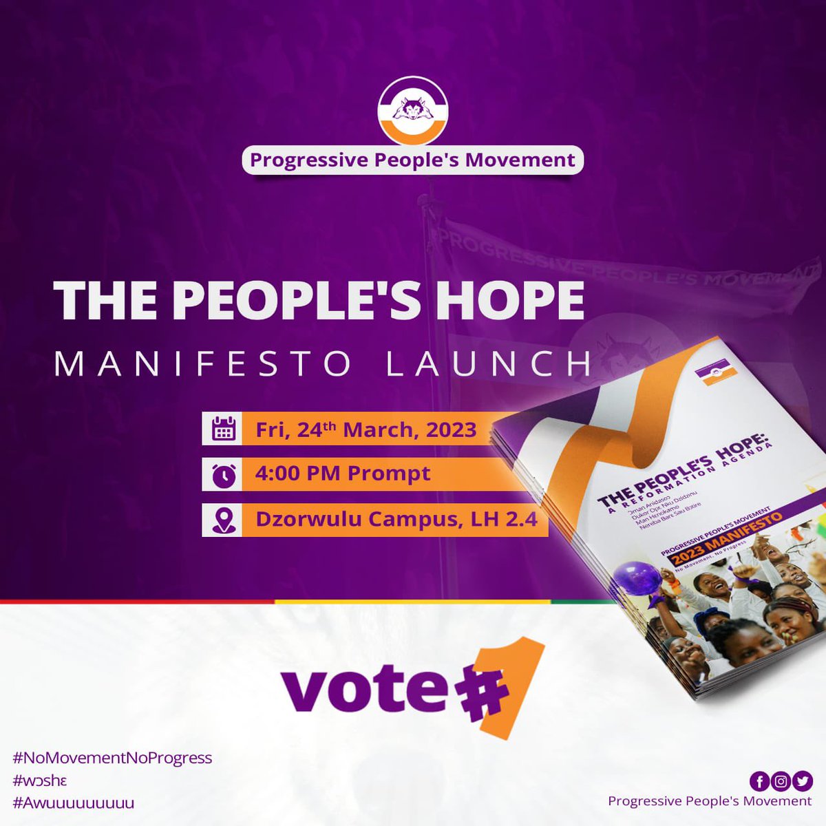 Ganyobinaadede's tweet image. *Joining Forces for a Transformational Change: Unveiling The People's Hope Manifesto, a Comprehensive Plan to Empower Communities, Tackle Inequality, and Build a Sustainable Future for All.*
💜🤍🧡🔥🔥🔥

#NoMovementNoProgress
#Wɔhyɛ
#Awuuu