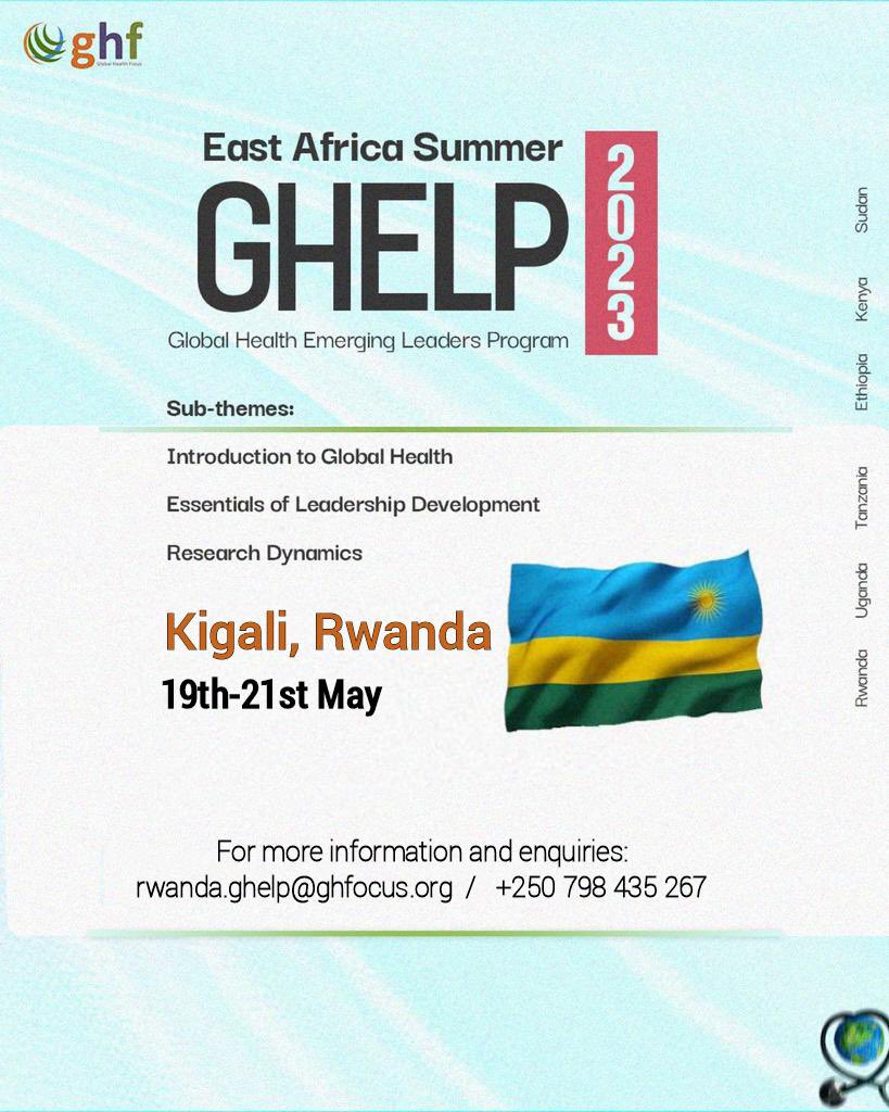 globalhealthf's tweet photo. Don't miss the #GHELP Program in #Kigali, #Rwanda! Join us for this exciting opportunity to enhance your skills and expertise in global health. Register now and become part of a dynamic network of future health leaders, researchers and advocates. https://t.co/Fw3FeHgvhh https://t.co/G1lesDpEir