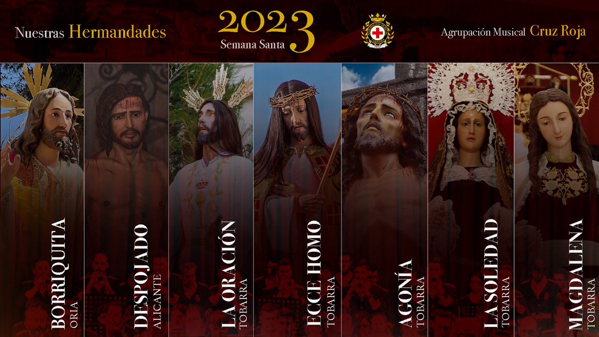 Nuestras hermandades y cofradías de esta Semana Santa 2023. #amcr #amcruzroja #tobarra #alicante #oria #cuaresma2023 #semanasanta2023