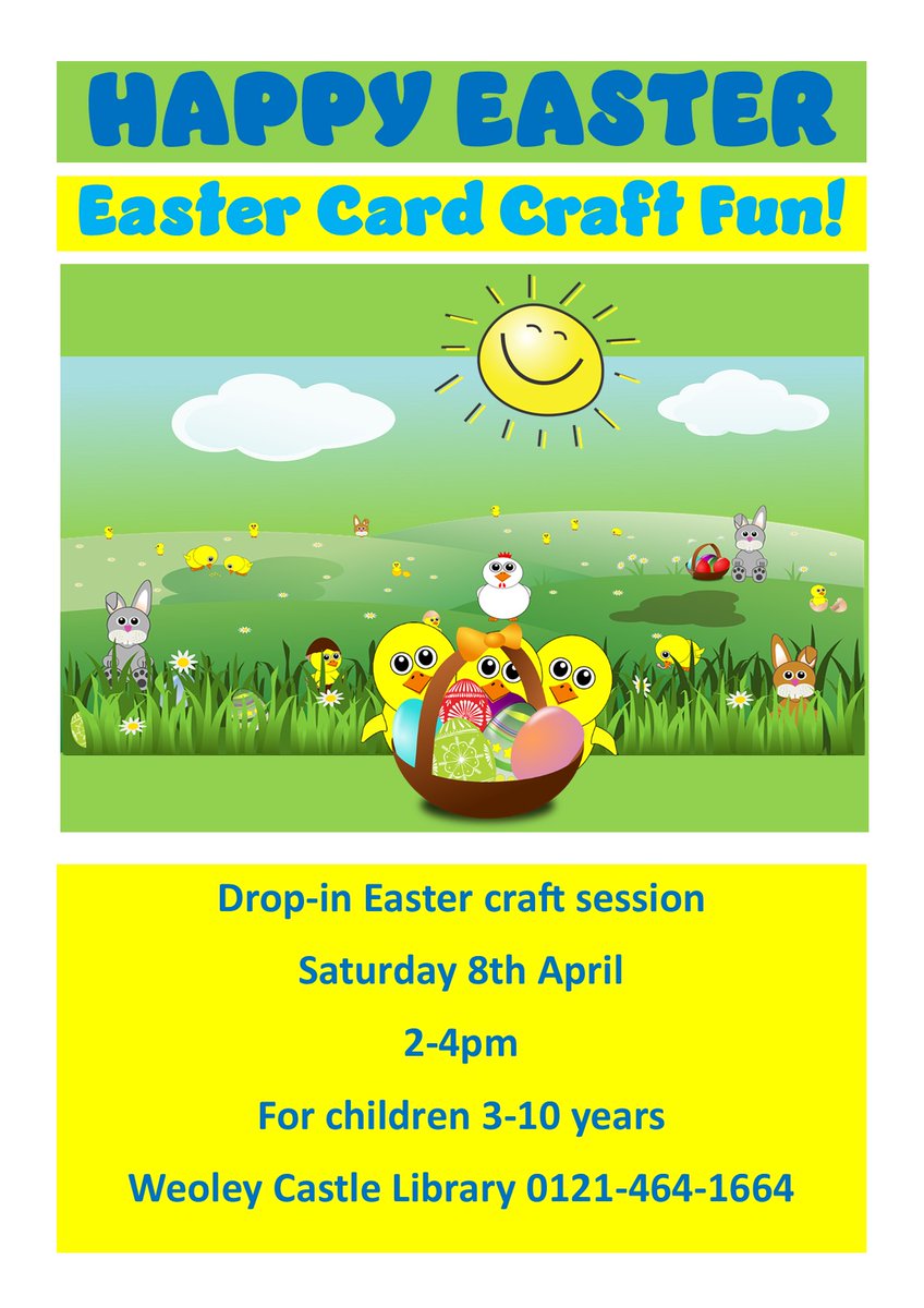 Free drop in Easter Card Crafts at the library.