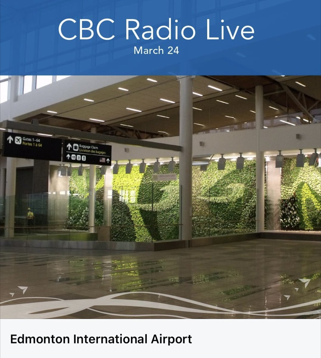 GreenOverGrey's tweet photo. Tune in to @CBCEdmonton radio Live show this morning in front of our living wall at Edmonton International Airport
@CBCradiotara @MarkConnollyCBC @FlyYEG https://t.co/1EzOpEa3zr