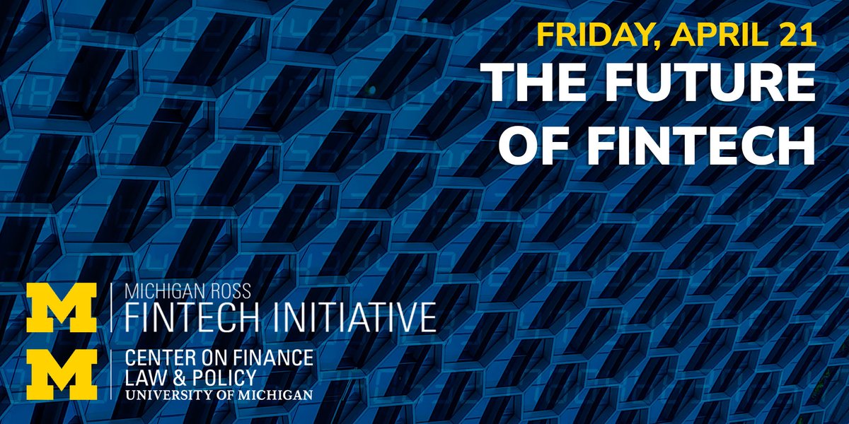 There is so much more to #fintech than just crypto. Join <a href="/MichiganCFLP/">U-M CFLP</a> and <a href="/MichiganRoss/">Ross School of Business</a> Fintech Initiative on April 21, 2023. Topics will include #openbanking, #consumerprotection, #financialinclusion, disclosure, and #AI. Registration &amp; agenda: financelawpolicy.umich.edu/2023-future-fi…