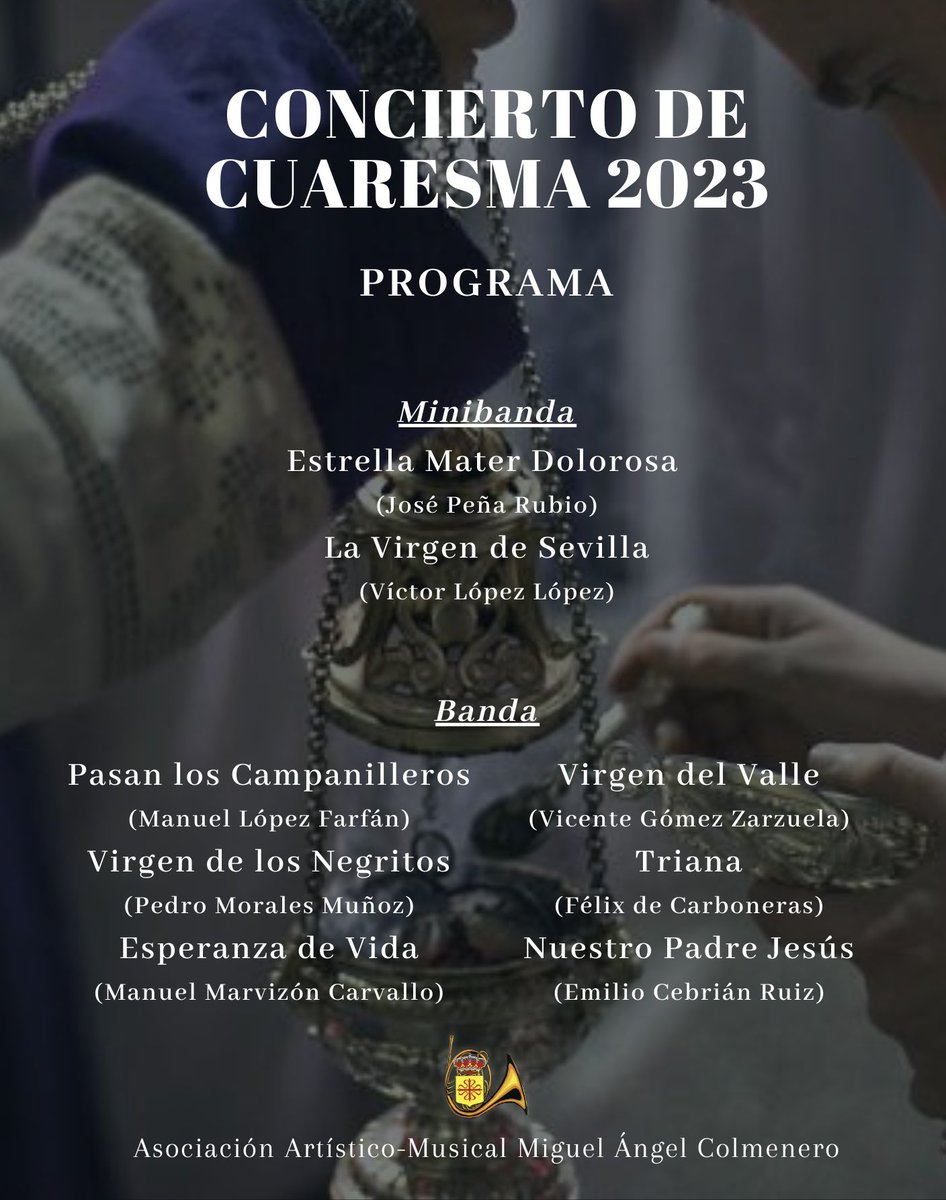 bmjamilena's tweet photo. ▪️𝐏𝐑𝐎𝐆𝐑𝐀𝐌𝐀▪️

Este será el repertorio que interpretaremos en el concierto de esta tarde. 
Os esperamos a las 20:30 h. en el Auditorio Municipal. https://t.co/Yw8jown5u7
