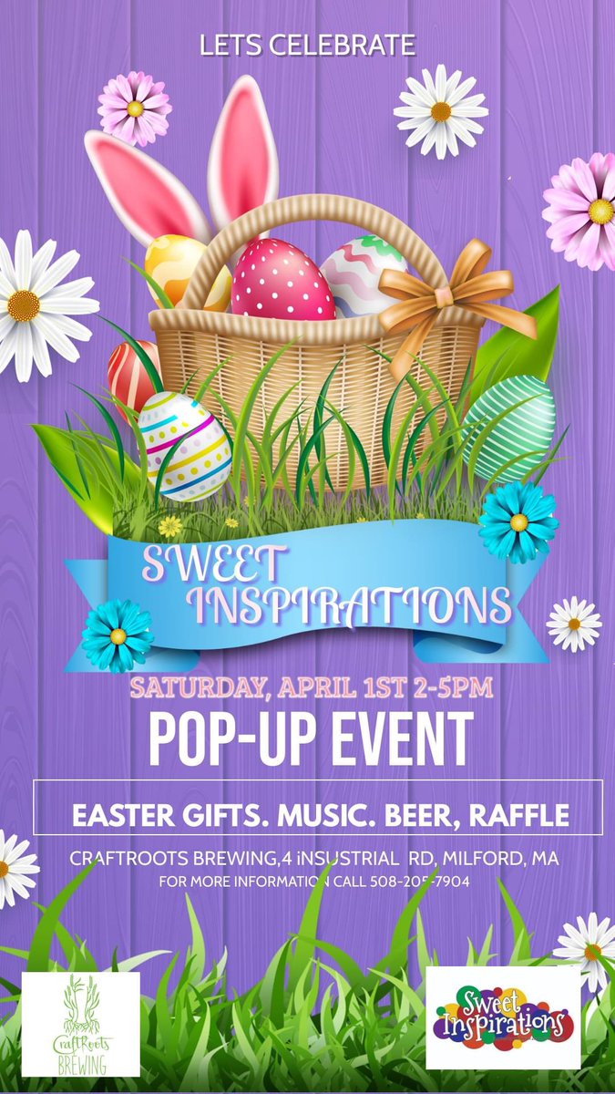 Come on down to Craft Roots on Saturday, April 1st and support Sweet Inspirations.  Pick up your Easter baskets, enter our Jelly Bean raffle, and have a beer!  Hope to see you all there! #choosetoinclude @jwalsh_jennifer <a href="/FoundationZenus/">Aaron Zenus Foundation</a> @MPStranscoord @mpsSpedDirector