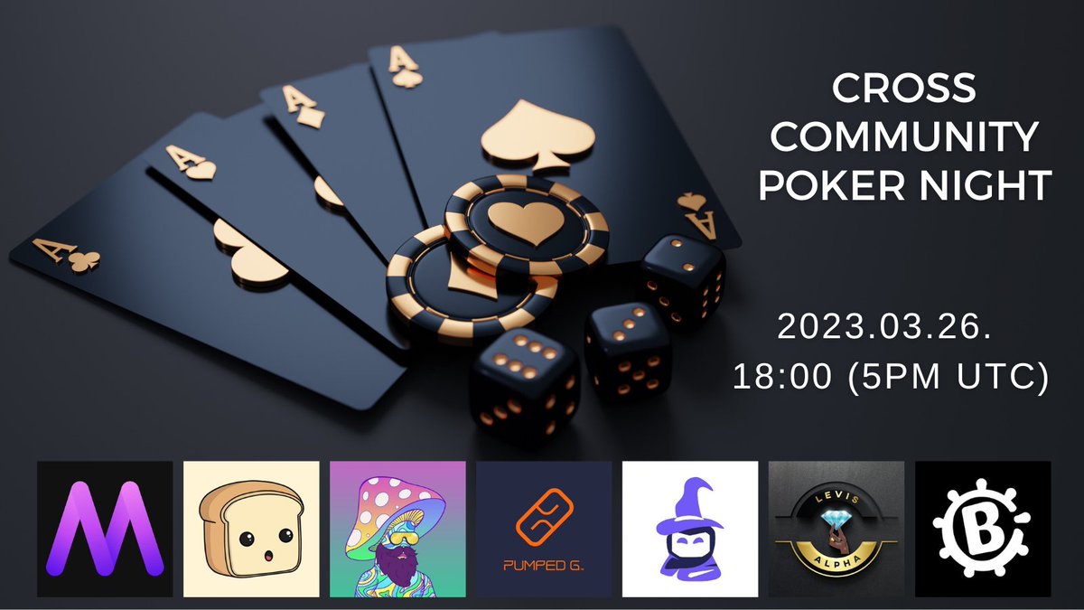 Come join the Discord and REGISTER for Sunday at 5 PM UTC cross community Poker Night!

🔻Follow these projects🔻
<a href="/themidnighthub/">Midnight Hub</a> <a href="/breadheadnfts/">Breadheads</a> @FunGuyzNFT <a href="/PumpedG3D/">Pumped G Official</a> @simmplelabsnft @LevisAlphaDAO <a href="/BullyzCrew/">Bullyz Crew 🏴‍☠️</a>

#NFT #NFTNYC #NFTNYC2023 #3DNFT #3dart #NFTnews #NFTdrop #PokerNight