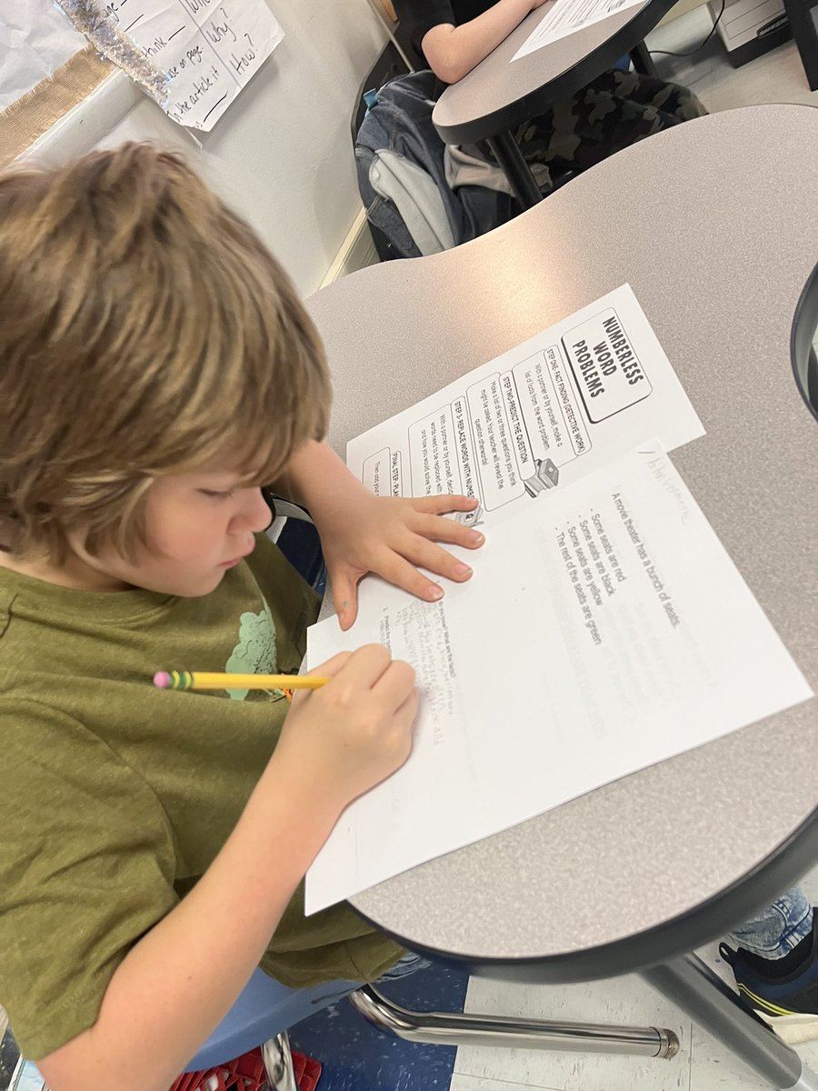 Medlin_3rdGrade's tweet photo. Shout out to @bjonesfshblue  for assisting us with numberless word problems!! #thirdgrade https://t.co/f9hFEWM6Ev