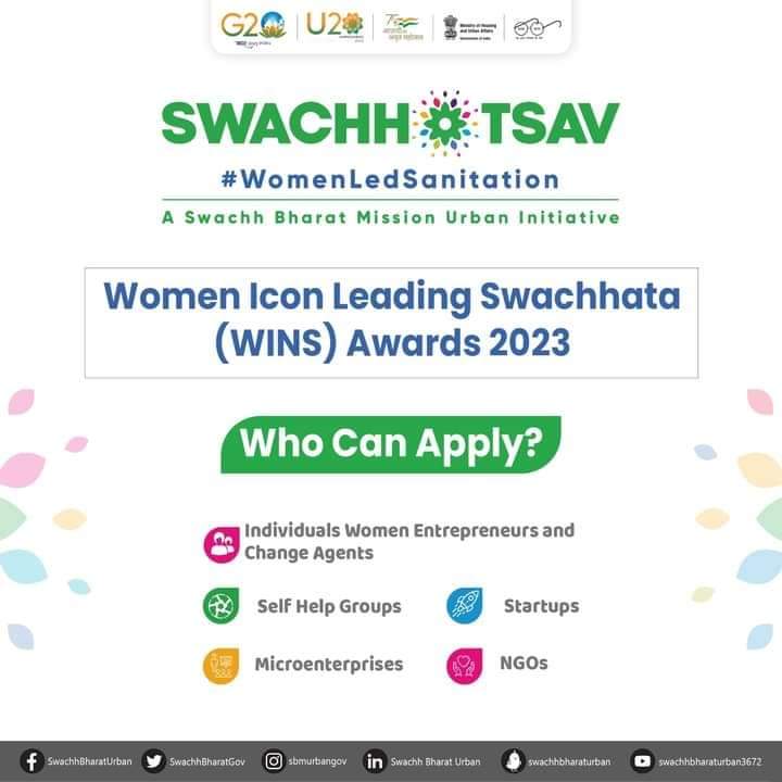 chakanmc's tweet photo. “स्वच्छोत्सव -२०२३” (Swachhotsav-2023) स्पर्धा #swachhostav2023 केंद्र शासनाद्वारे महिलांचा स्वच्छतेमधील सहभाग व त्यांचे स्वच्छते मधील नेतृत्व वृद्धींगत करण्यासाठी "स्वच्छोत्सव-२०२३” (Women Icons Leading Swachhata (WINS) Award-2023) अभियान/स्पर्धा केंद्र स्तरावर राबविण्यात येते. https://t.co/7ONno5NYaQ