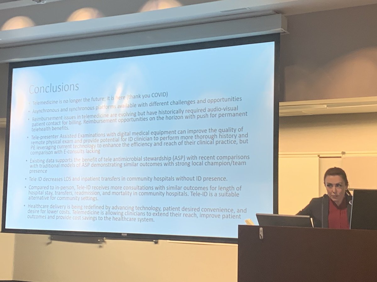 Great presentation during IM Grand Rounds by Dr. Alicia Myers on #telehealth 🖥 The importance and benefits of ID 🩺 and #IDstewardship 💊#telemedicine in areas with limited resources. #IDTwitter #IDFellowship