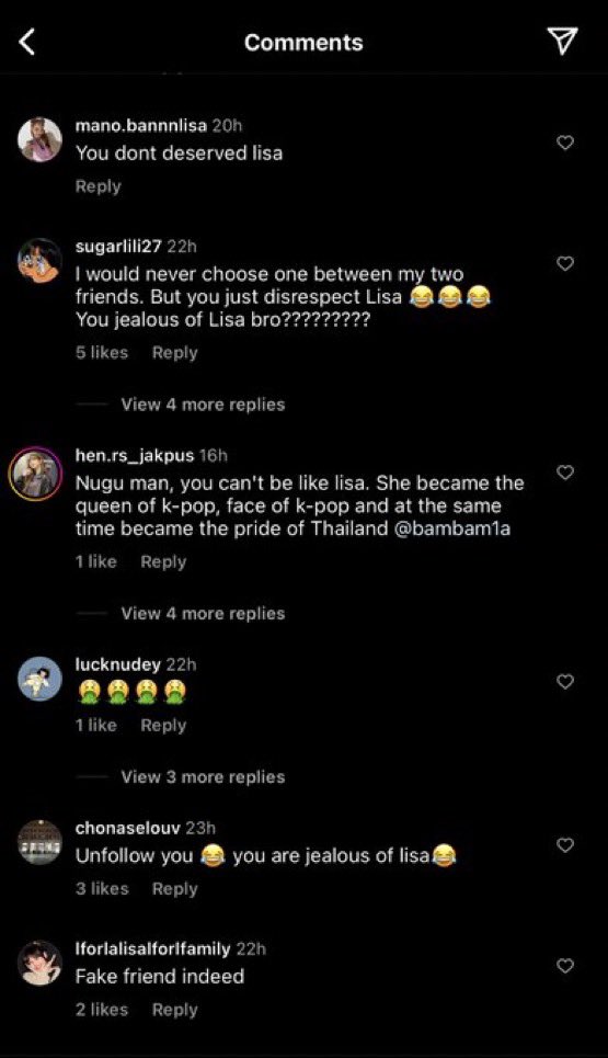 kunpbam1a's tweet photo. Lisa’s fans harassing bambam on instagram and twitter for a video THEY took out of context https://t.co/EFYWeWO9qs