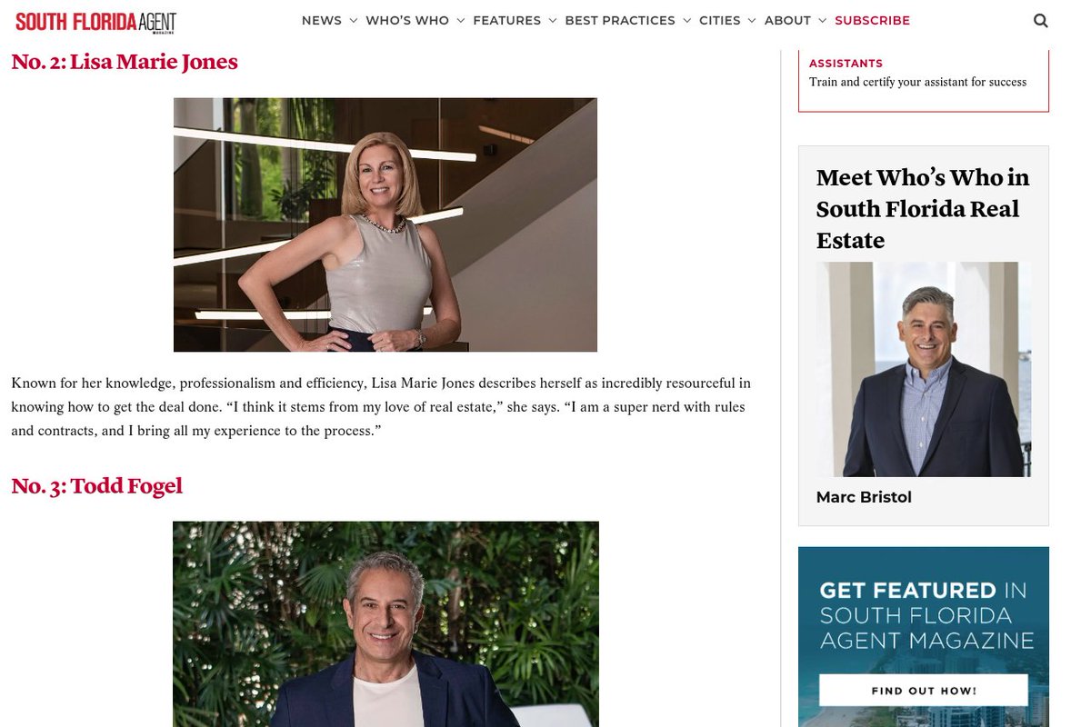 FLHometownAgent's tweet photo. Lisa was selected by South Florida Agent Magazine to be in their "Top 10 Who's Who" Article...
READ MORE... https://t.co/hwHRniCgLX

#realestate #realtors #findarealtor #selectarealtor #southflorida #fortlauderdale #broward #browardcounty https://t.co/V7meWjlXb2
