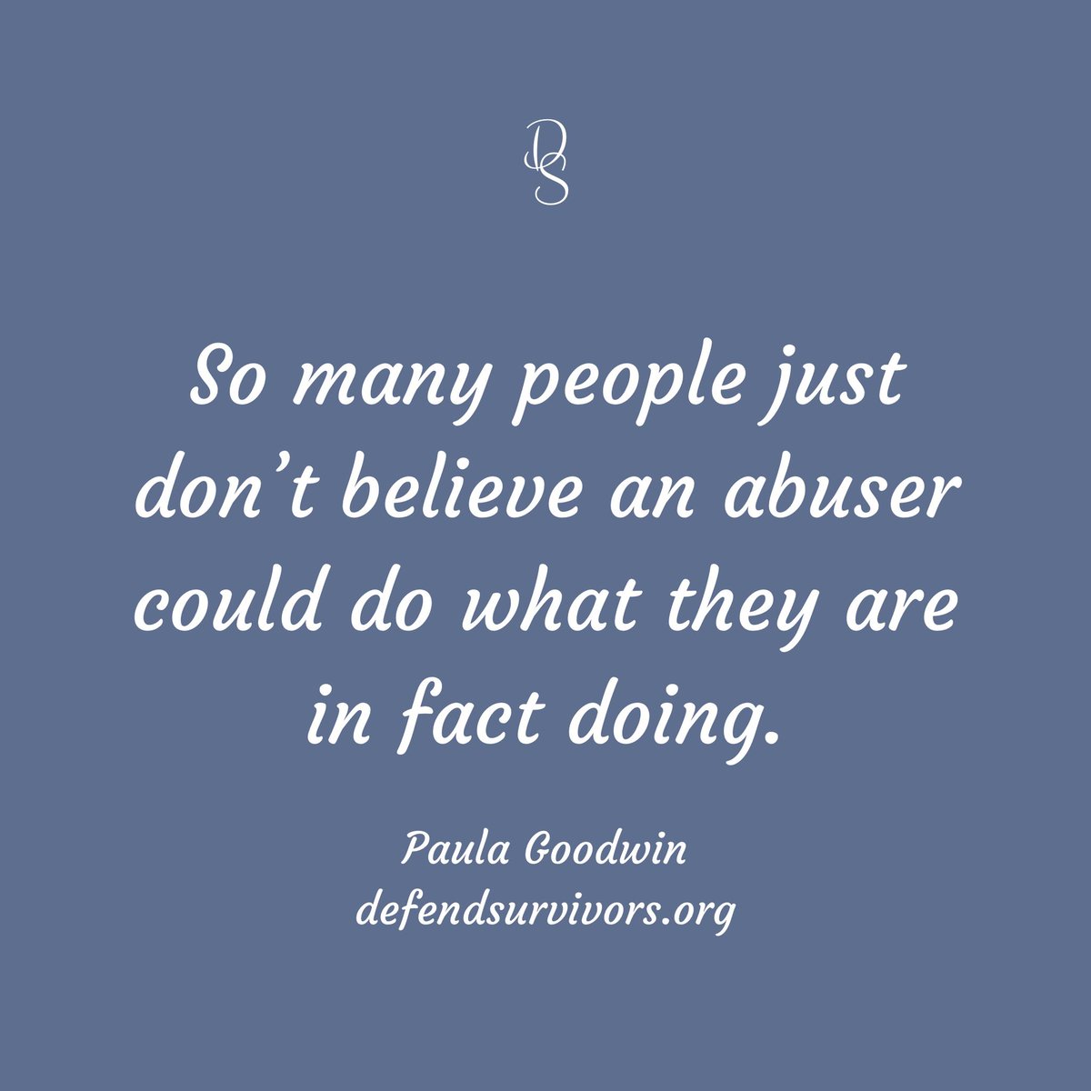 defendsurvivors's tweet photo. So many people just don’t believe an abuser could do what they are in fact doing. Yet people are very ready to believe a survivor lying. Why is it so easy to believe the best in a perpetrator but the worst in a survivor? https://t.co/NH2k61rthH