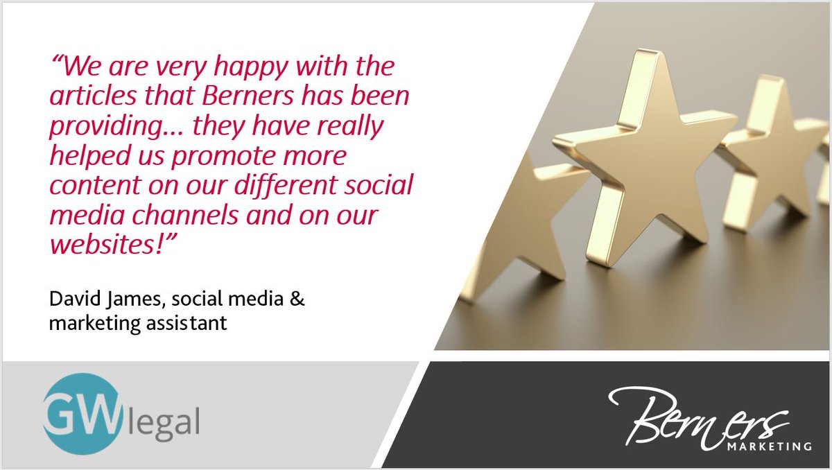 Delighted to hear that the articles from our #LegalContent Library are working effectively – thank you for the kind #testimonial <a href="/GWlegal/">GW legal</a> bernersmarketing.com/case-studies/b…