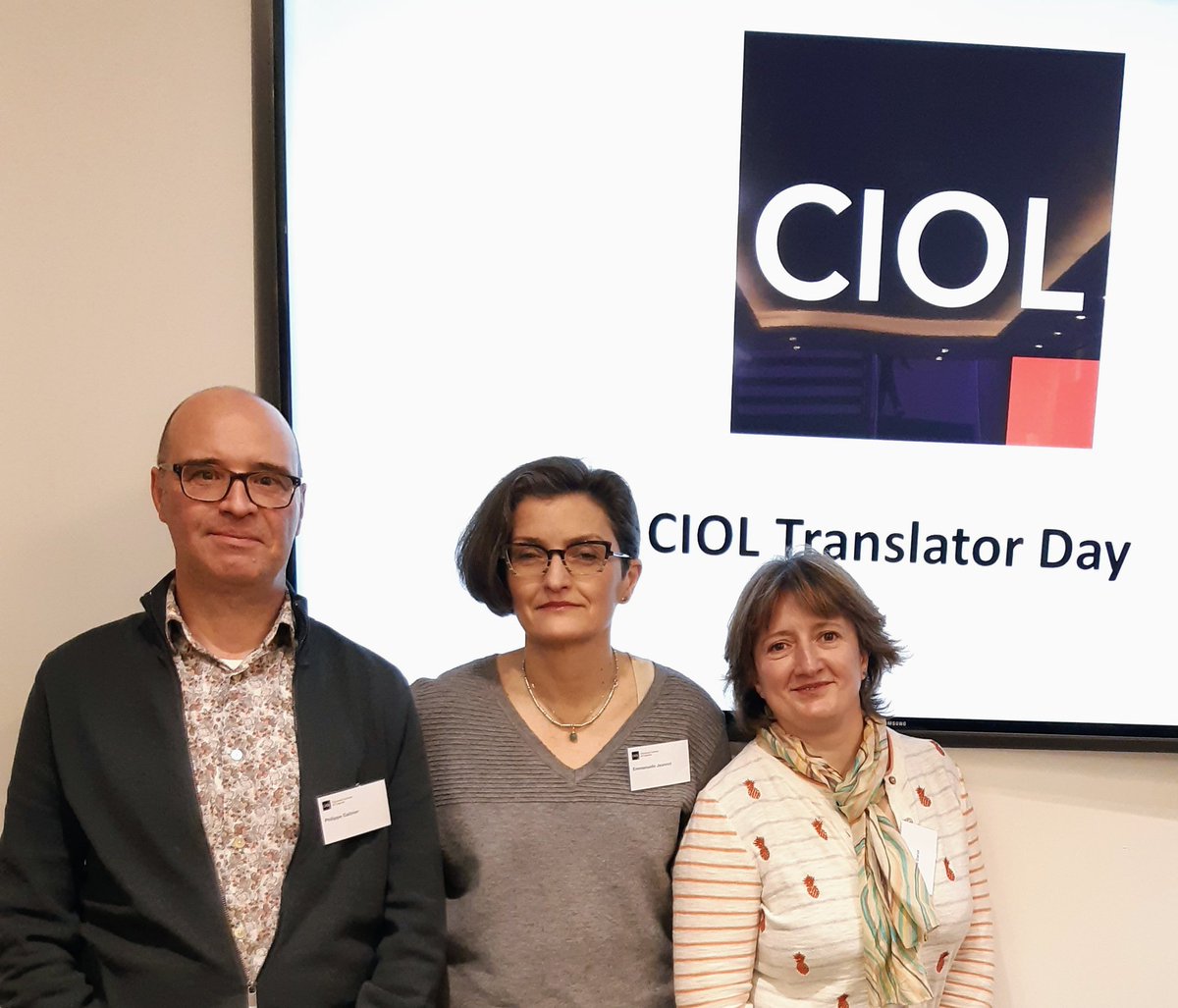 Emmanuelle Jeannot, Chartered Translator (@e_jeannot) on Twitter photo Lovely to meet up with fellow #translators at #CIOLTD23.
Working with @PhilGalinier and @edarutechoes taught me to view translators as #colleagues NOT #competitors.
#BetterTogether #QualifiedTranslator
<a href="/CIOL_Linguists/">Chartered Institute of Linguists</a> Lovely to meet up with fellow #translators at #CIOLTD23.
Working with @PhilGalinier and @edarutechoes taught me to view translators as #colleagues NOT #competitors.
#BetterTogether #QualifiedTranslator
<a href="/CIOL_Linguists/">Chartered Institute of Linguists</a>