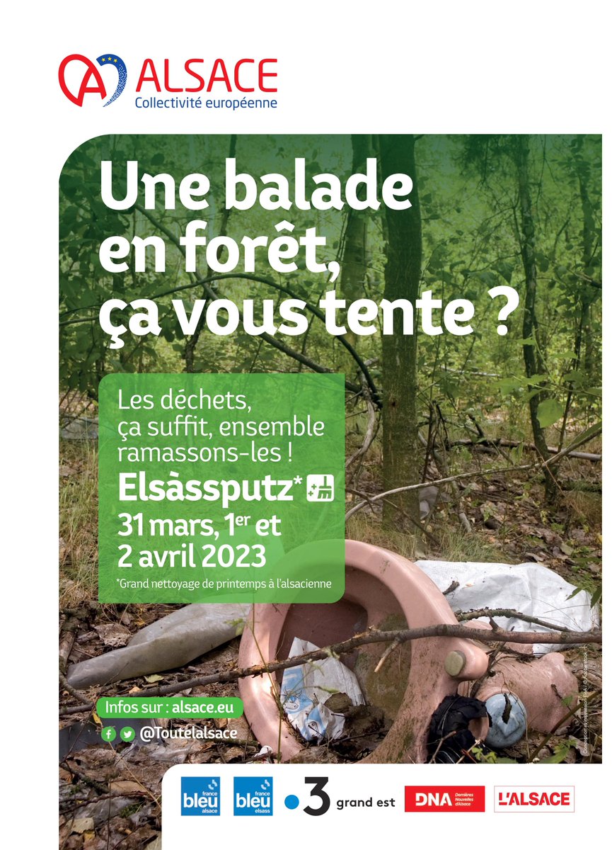 F_Bierry's tweet photo. ♻️[ELSÀSSPUTZ] Dans 1 semaine jour pour jour, nous lancerons notre #Elsàssputz partout en #Alsace : rejoignez vous aussi le mouvement de notre grand nettoyage de #printemps ! #Osterputz #CollectivitéEuropéenneAlsace 
👉👉https://t.co/DtbXMlmBOM
#déchets #nature #environnement https://t.co/egSugwpv56