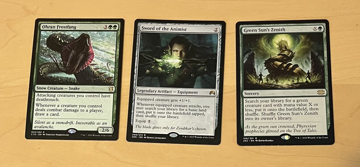 DiamondValley_'s tweet photo. Discounted odds and ends from my desk!

Watery Grave $10
Grindstone MP $24
Contagion Engine $20
Ohran Frostfang $22
Sword of the Animist $9
Green Sun's Zenith $7

#mtgbuysell
Ships PWE for free, or tracked for $4 (I'll cover tracking over $50) https://t.co/MsaA63ncuP