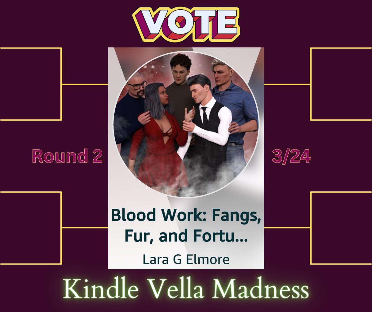 lge_author's tweet photo. With your help, Blood Work made it to round 2! Now I'm asking for your help again to bring this quint to the Sweet 16!
#vampireromance #kindlevella #serialreaders #whychoose #readingforpleasure  #amreadingromance #theyfallfirst #MarchMadness 
https://t.co/0aC6LUEbxr https://t.co/5skJtYzlJl