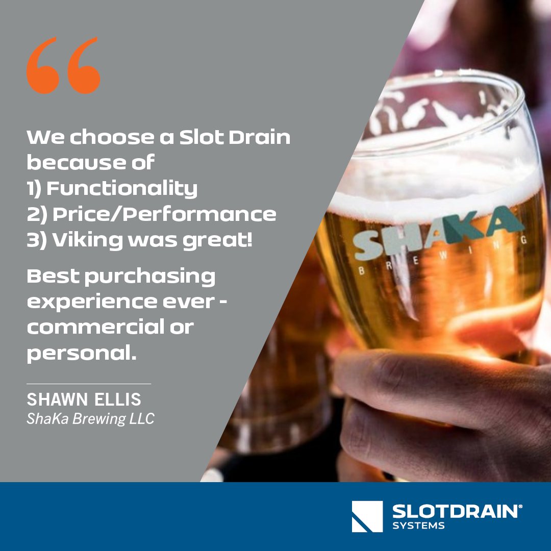 slotdrain's tweet photo. We understand that you have several choices to consider when selecting a floor drain provider. You can hear about one of our satisfied clients, @ShaKaBrewing testimonials. #customertestimonial #testimonial #slotdrain https://t.co/XLsx9559eA