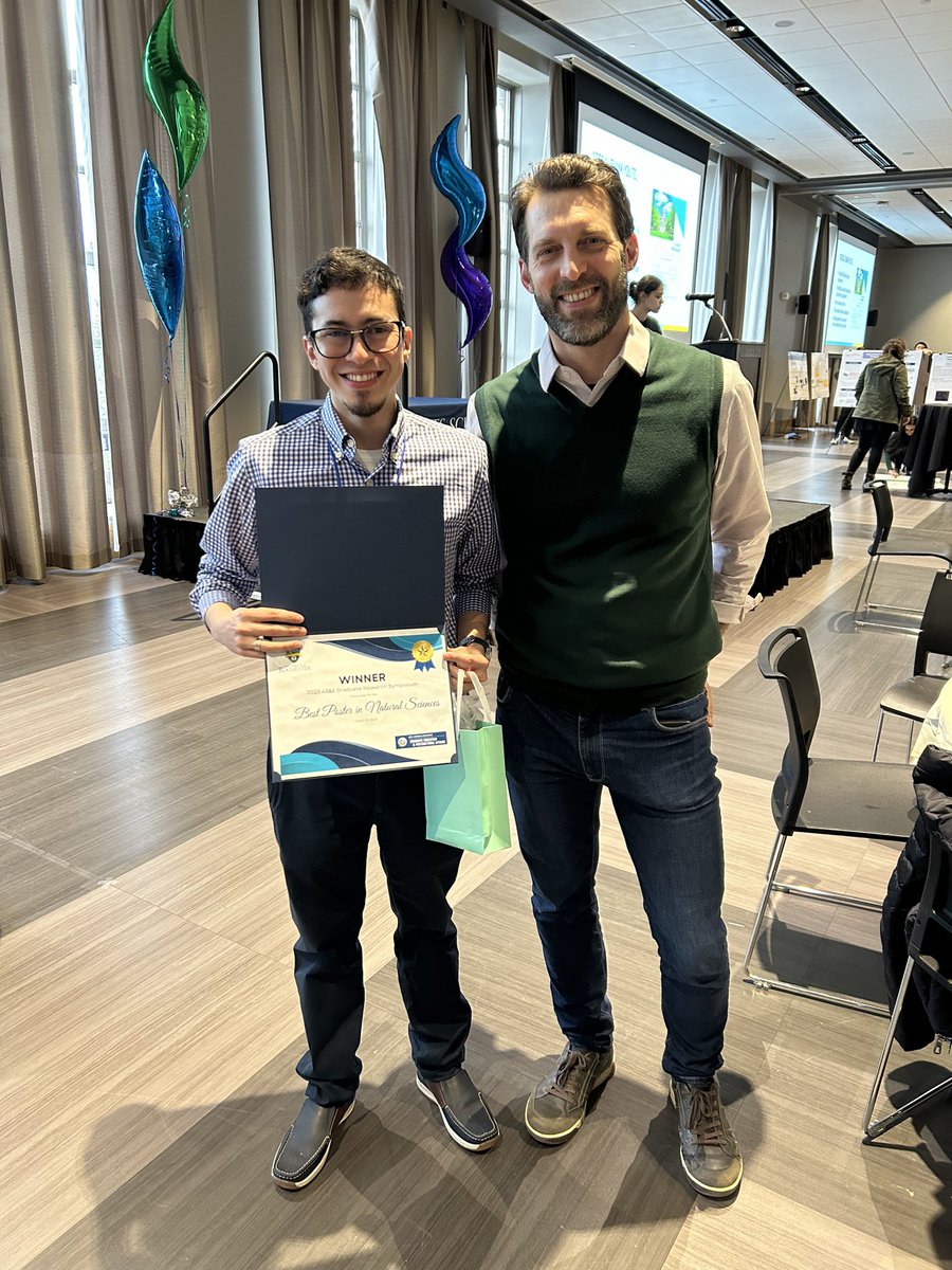 FasanLab's tweet photo. The Fasan Lab presented their amazing work at the @UofR AS&amp;E’s Graduate Research Symposium yesterday. Great job to everyone who participated!!! A special congratulations to @JuanDavidV24 for winning the Best Poster in the Natural Sciences division! 🎉Go Team!!🎉 https://t.co/gjDC4hm2ds