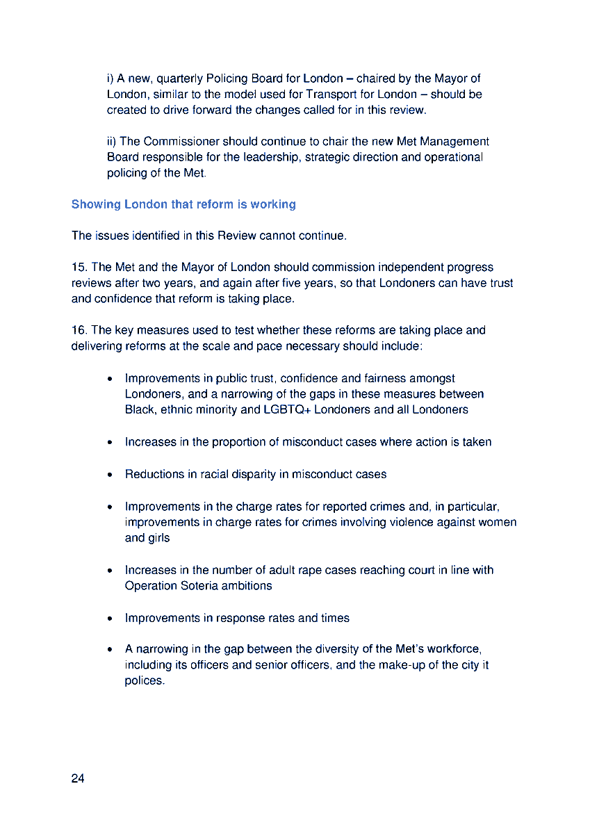 PoliceRewired's tweet photo. "Key measures to test [Met] reforms: Improvements in the charge rates for reported crimes and, in particular, improvements in charge rates for crimes involving violence against women and girls" #CaseyReview #accountability #policing
https://t.co/IvtPnpgkJv https://t.co/Y0E45oavol