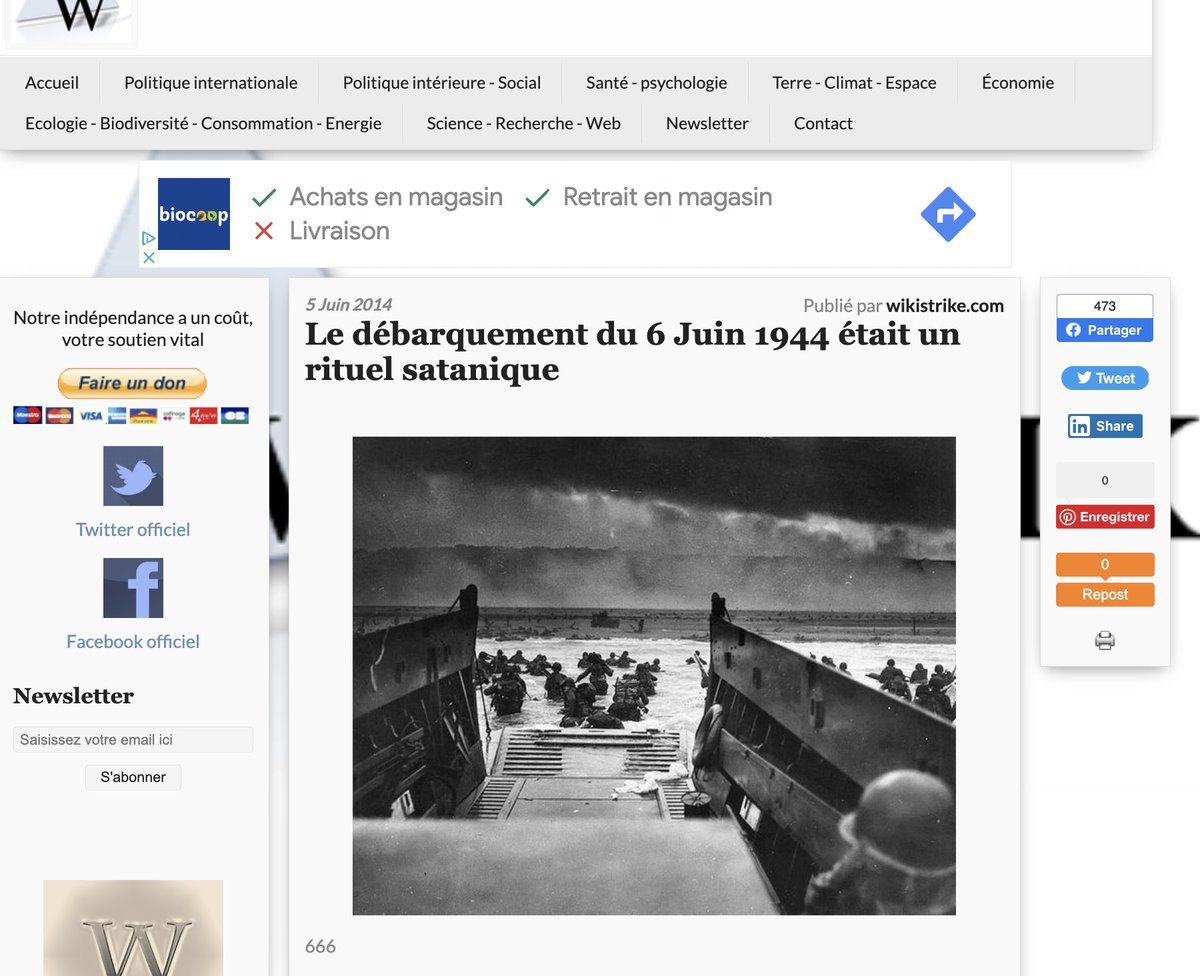 slpng_giants_fr's tweet photo. #Wikistrike.com qui relaye le torchon antisémite délirant Rivarol...et c'est là que @GoogleAds choisit de placer votre publicité, cher @Biocoop 😖

Refusez ce placement non-consenti, svp, ajoutez Wikistrike à votre liste d'exclusion Adsense dès aujourd'hui.

#DuBonSens 💕 https://t.co/Dm76SZynqx