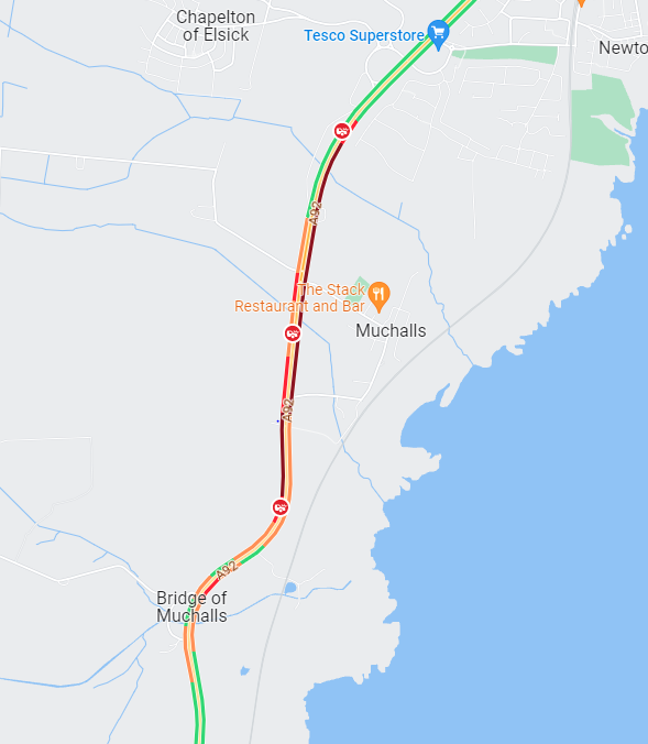 NETrunkRoads's tweet image. #A92 Southbound Charleston to Bridge of Muchalls Closed, due to an earlier RTC, Northbound is running. 
Local diversion is in place.

#approachwithcaution
#drivesafe