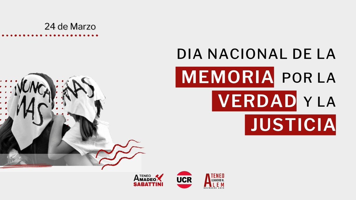 ucrcomuna12's tweet photo. Cada 24 de Marzo es fundamental para recordar la época más oscura de nuestra historia. Por que para que no ocurra nunca mas, no podemos ni debemos olvidar.

Honremos a aquellas personas que lucharon por una Argentina en democracia para siempre 🇦🇷. 

#NuncaMas https://t.co/otQhTTxXwx
